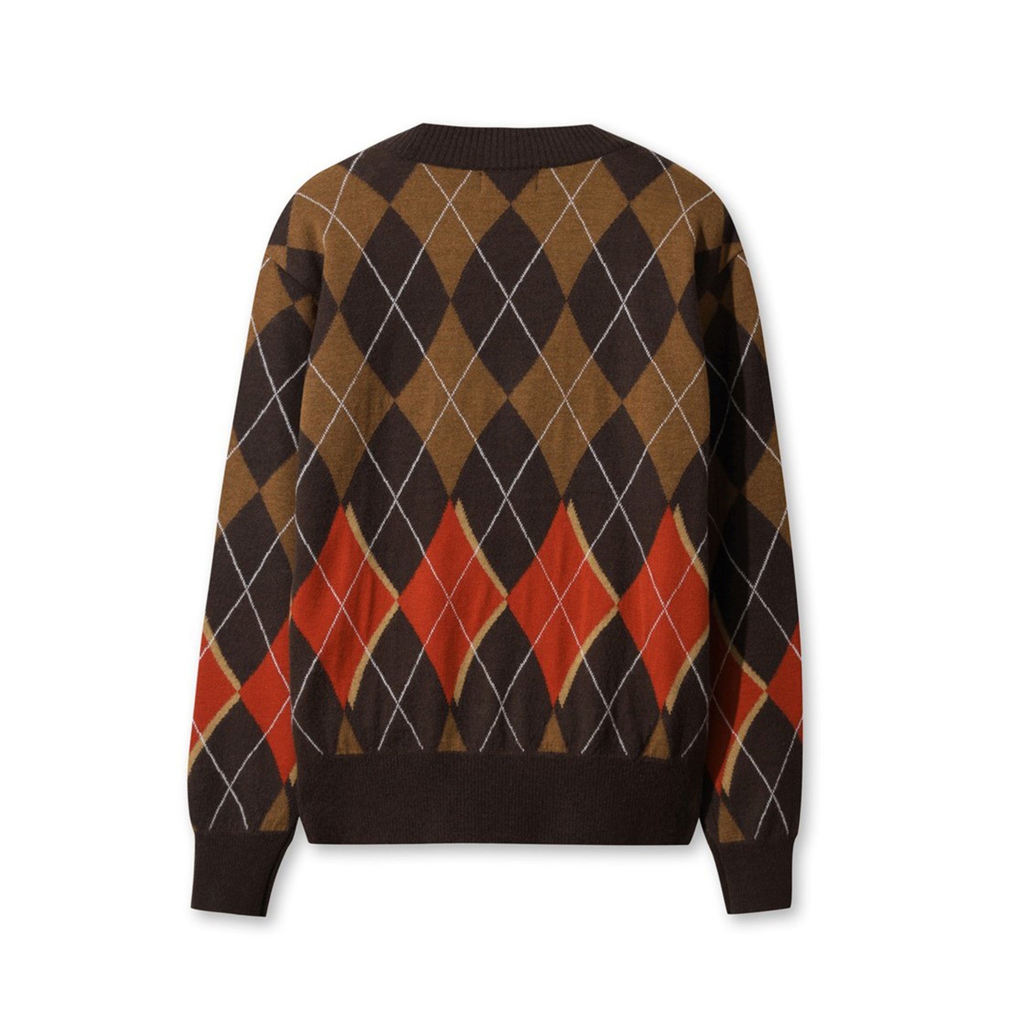 WOMEN アーガイルニットカーディガン ブラウン