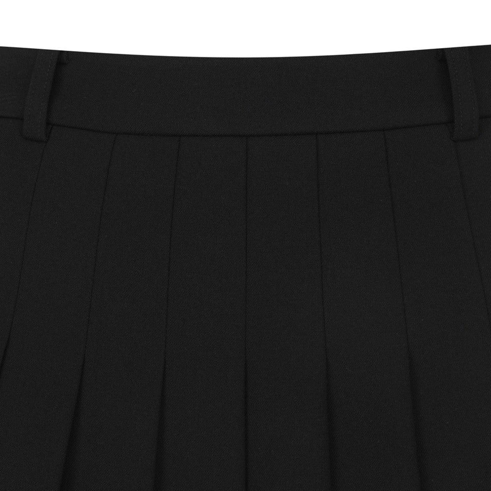 WOMEN ウールライクプリーツスカート ブラック