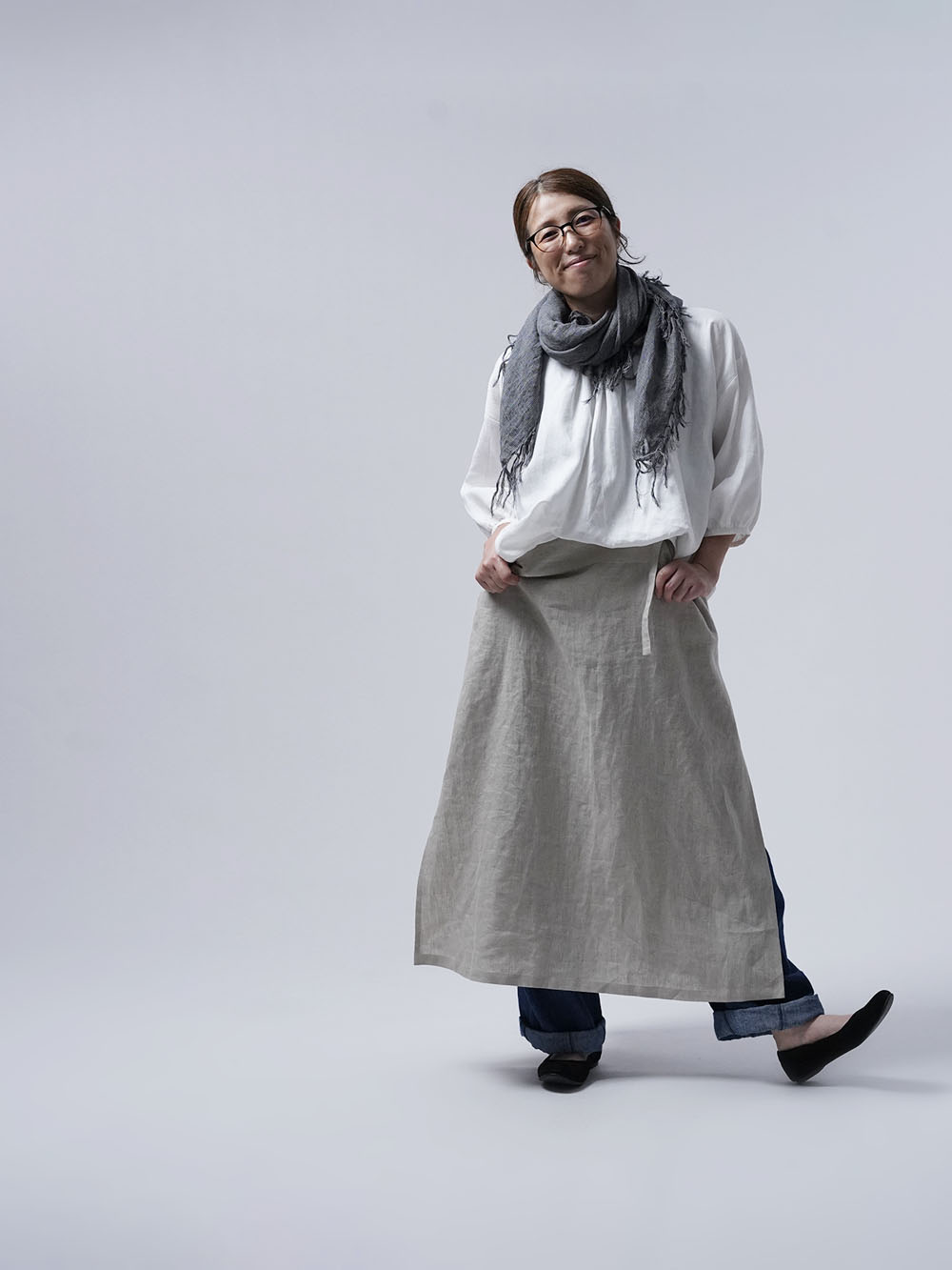 リネントップス】フランスの田舎町にいましたよね / 白色 t042b-wht1