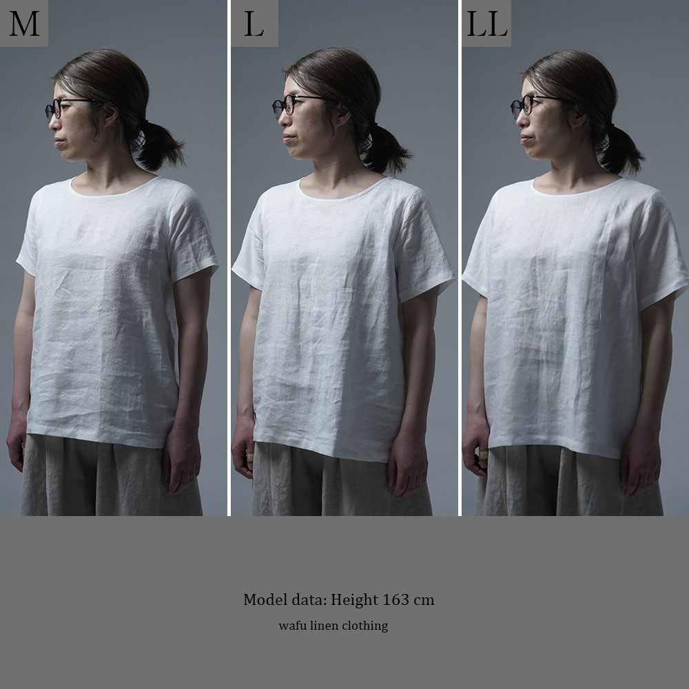 リネントップス】ふわっと 軽くやさしい 肌触り/ 白色 p015a-wht1