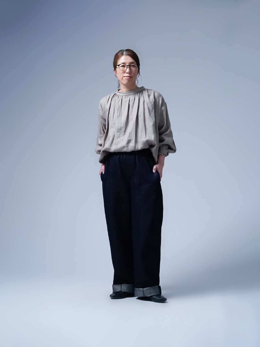 リネンパンツ】全て日本で作る リネンデニム ワイドイージーパンツ