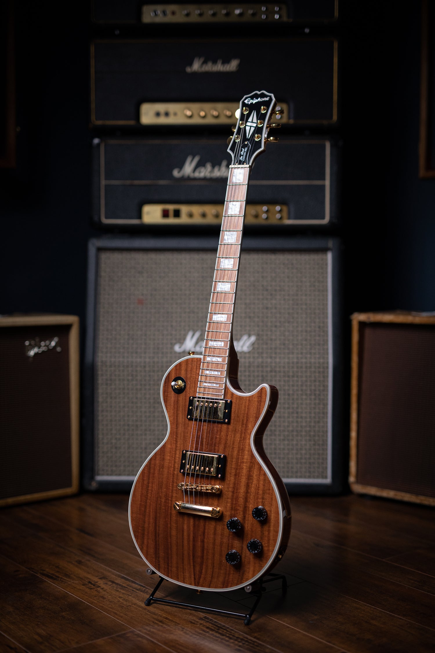 Epiphone Les Paul Custom Pro Koa Electric Guitar - Natural – Walt