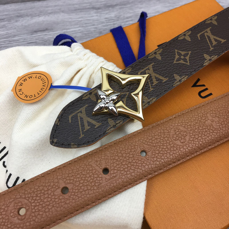 ルイヴィトン ベルト・フラワーグラム 30MM リバーシブル ブラウン