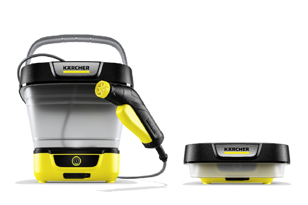 ケルヒャーの折りたたみ式コンパクト洗浄機は、水道のホースも