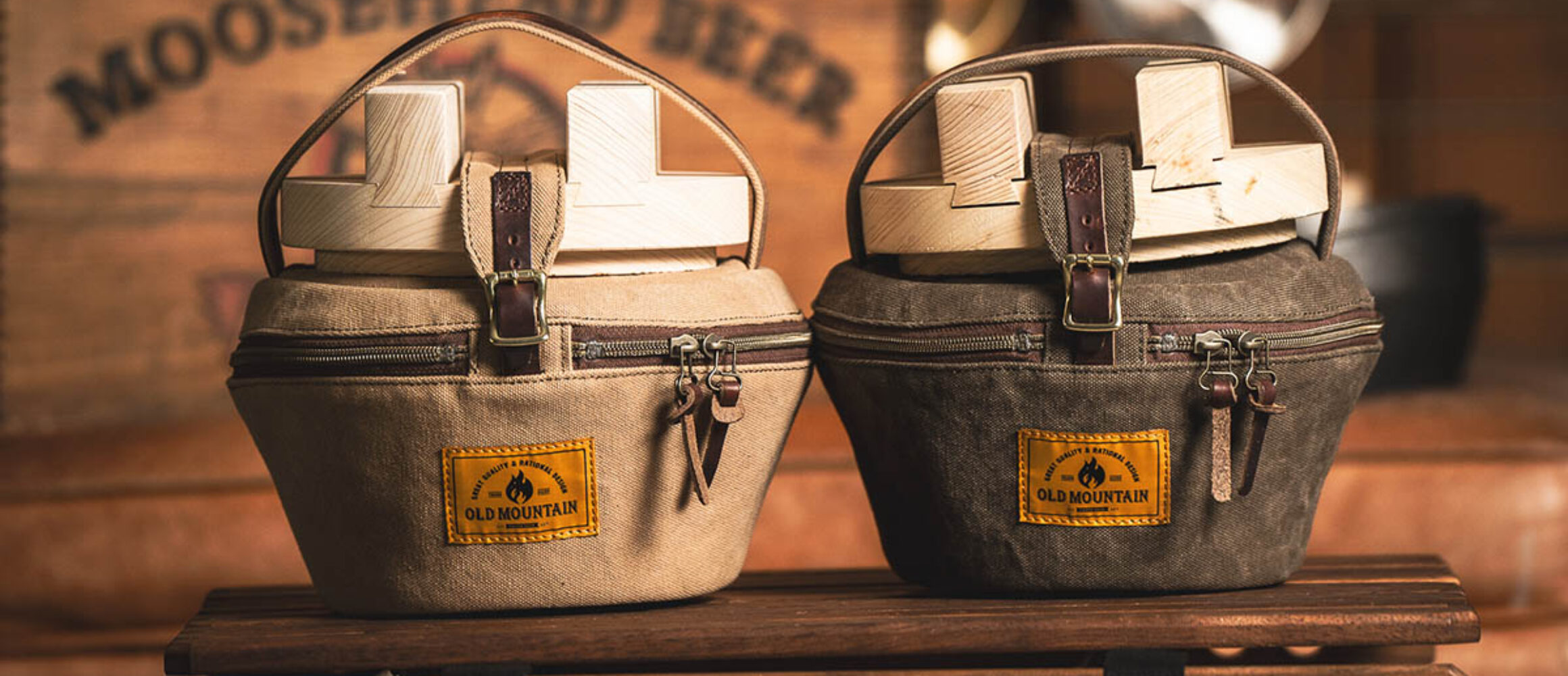 オールドマウンテンの新作は、キャメルレザーのOD缶カバーと