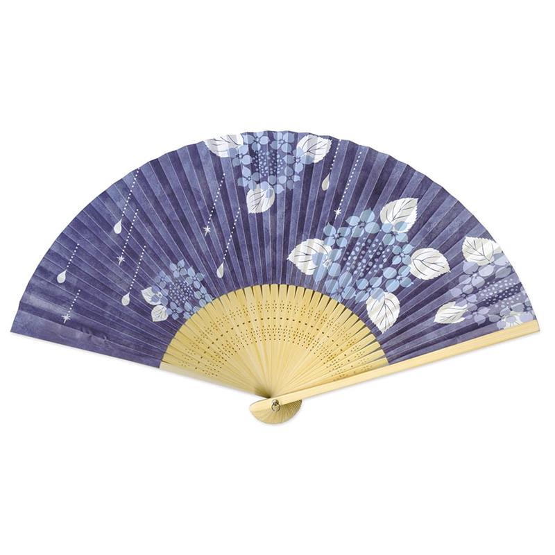 両面貼り 和柄扇子75型35間 紫陽花雫（あじさいしずく） | 谷口松雄堂