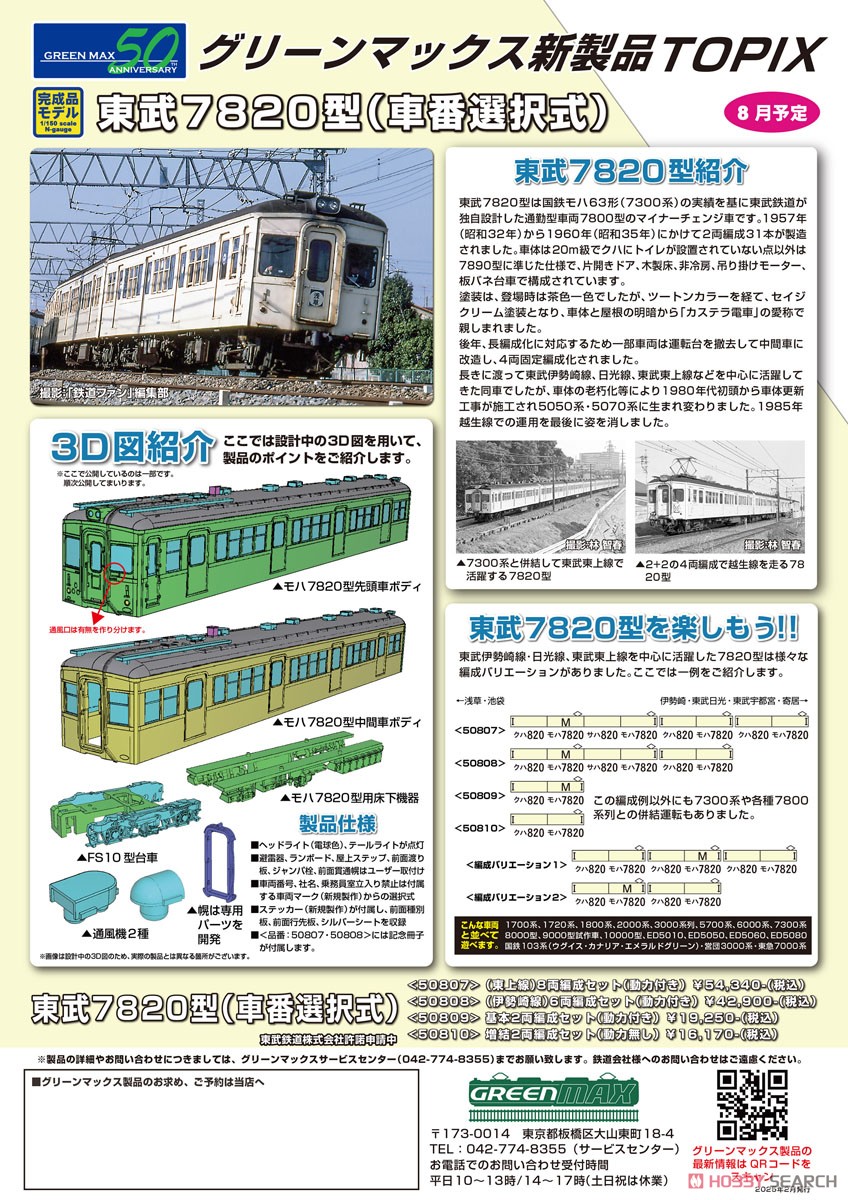 東武7820型 (東上線・車番選択式) 8両編成セット (動力付き) (8両