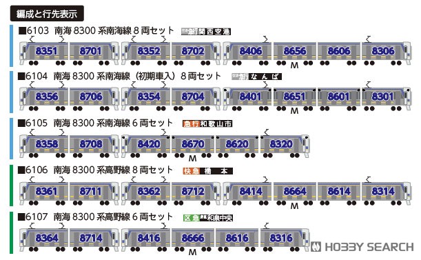南海8300系南海線 (初期車入) 8両セット (8両セット) (鉄道模型