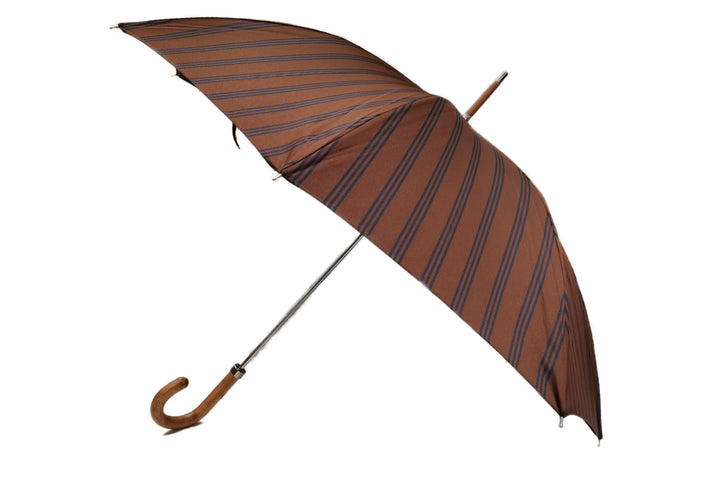 マリアフランチェスコ ◇ メンズ長傘 ◇ ブラウン×ネイビーストライプ