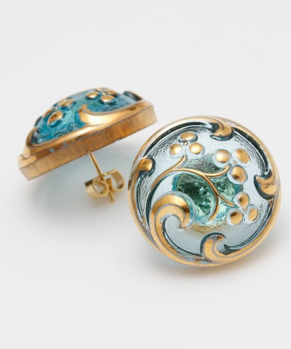 チェコガラスソレピアス（L）(BLUE FLOWER): 『欧州航路』