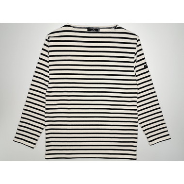 セントジェームス 定番ボーダーバスクシャツ ECRU/NOIR 【CALM GREEN