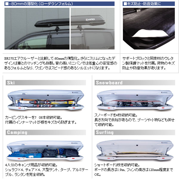 完売】BR580-BKルーフボックス340L:ローダウンクルーザー(両側開閉