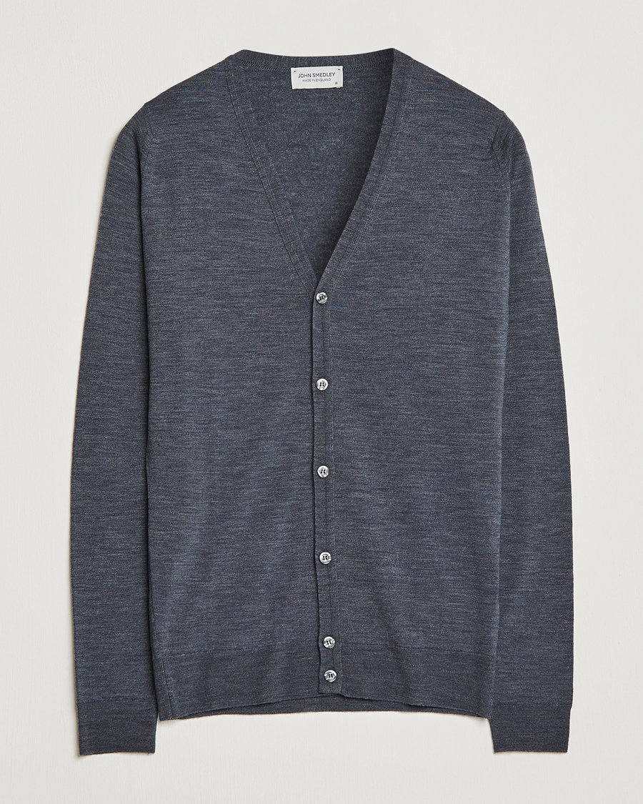 John Smedley Petworth Extra Fine Merino Cardigan Charcoal at