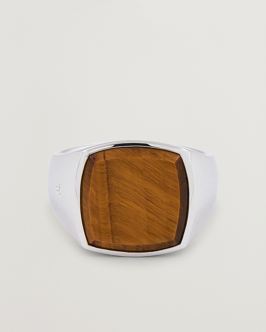 Tom Wood Cushion Tiger Eye Ring Silver at CareOfCarl.com