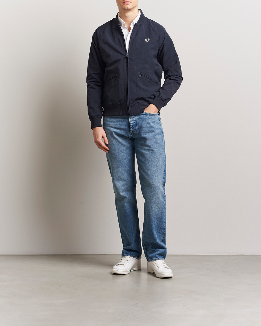 Fred Perry Textured Tennis Bomber Jacket Navy at CareOfCarl.com