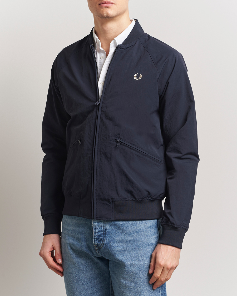 Fred Perry Textured Tennis Bomber Jacket Navy at CareOfCarl.com