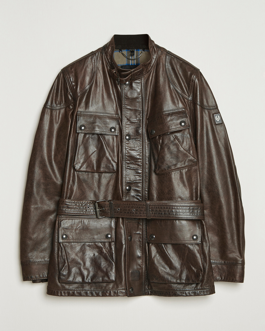 Belstaff Trailmaster Panther Leather Jacket Dark Earth at