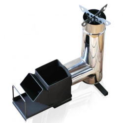 アタッシュケース付きロケットストーブ、ツイン焚き火コンロ「わんこ」