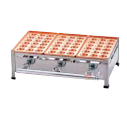 AKS 銅たこ焼機 18穴 Bタイプ GTK-79 LPガス 3連｜業務用厨房機器通販