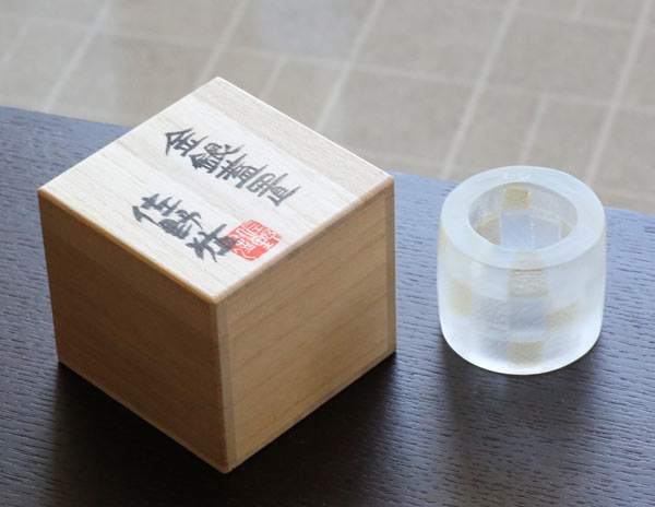 佐野猛 ガラス製 金銀蓋置 ふた置