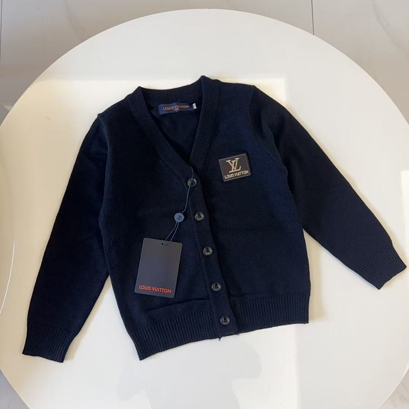 ルイヴィトン 子供服秋冬用ニットカーディガン防寒LV キッズ