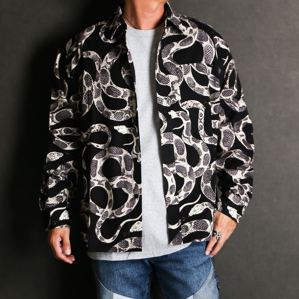 CALEE - PRINT NEL L/S SH ＜SNAKE PATTERN＞ / スネークプリント