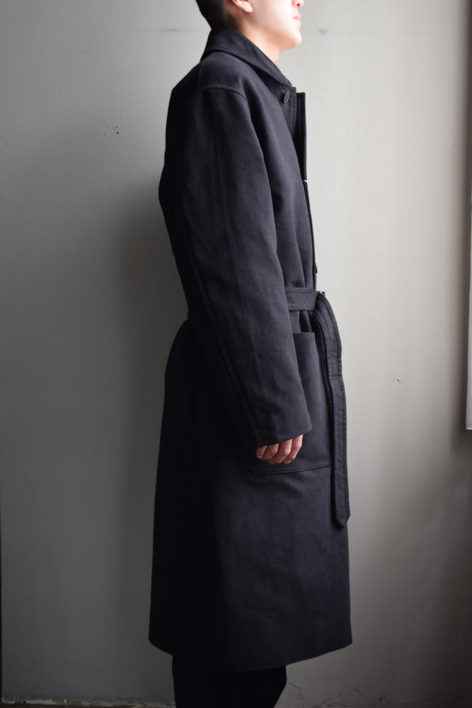 COMOLI (コモリ) モールスキン ミリタリーコート [BLACK]
