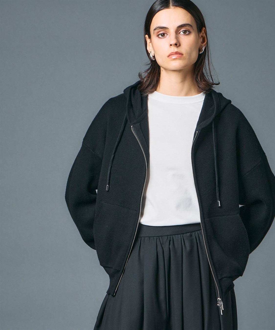 コットンカシミヤニットジップフーディー N.O.R.C｜クロスプラス公式