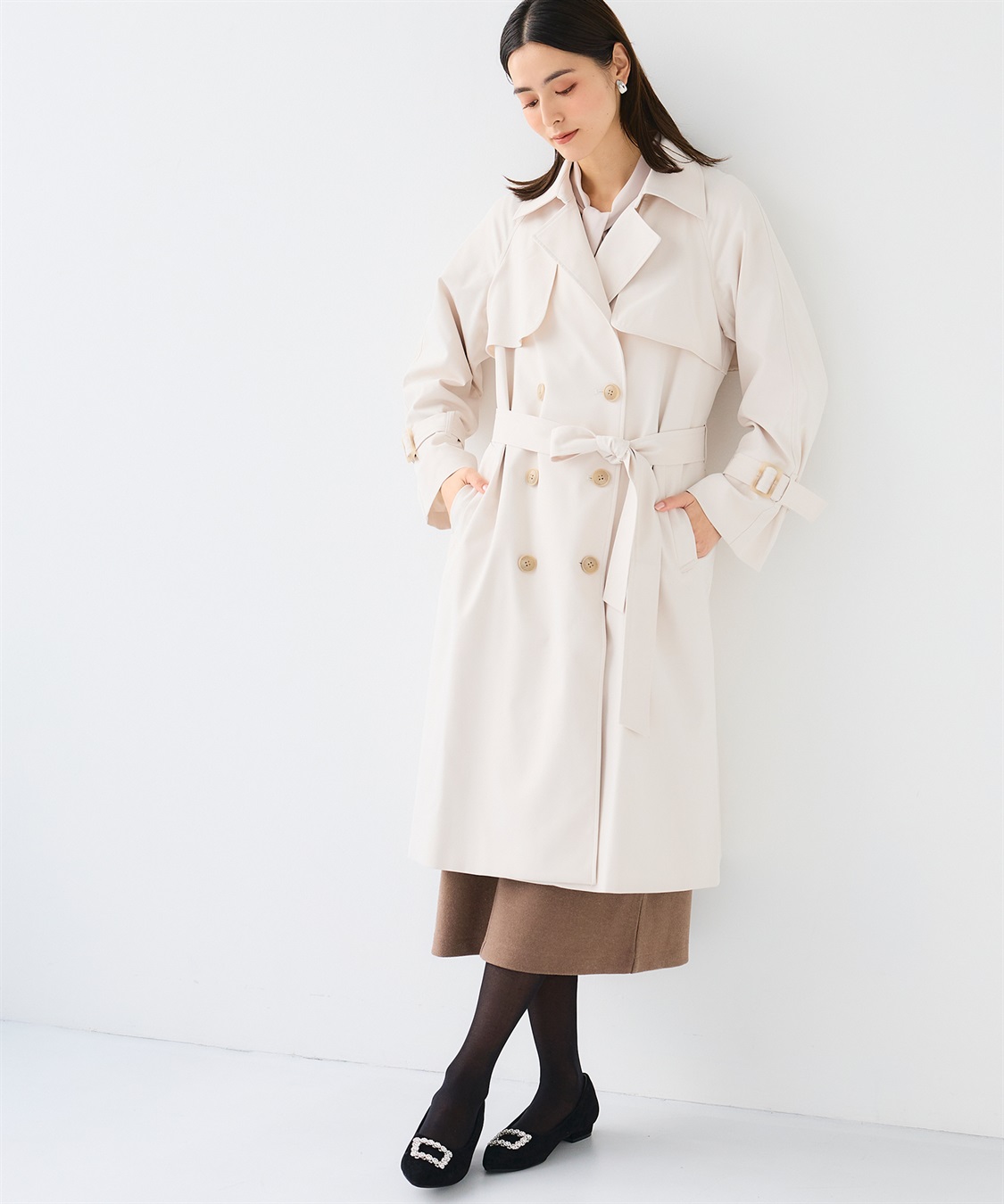 撥水》アクティかる ストレッチツイルトレンチコート【CF/クロス