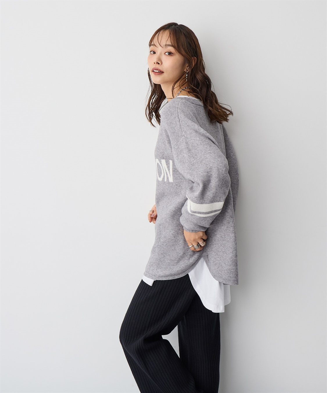 anyfee/プラスサイズ】ジャガードロゴニットプルオーバー Life Style