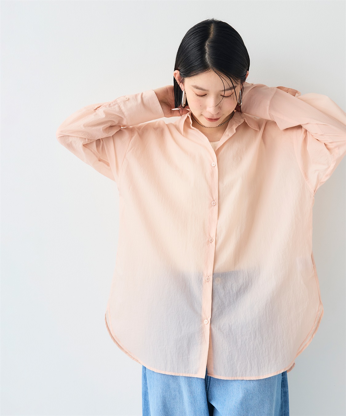 美品 キャピタル コットンリネンシャツ 金ビジユー レース オーバー