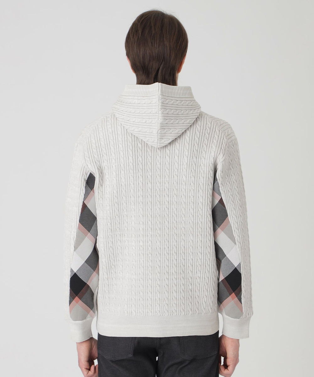 チェックコンビフードカーディガン（ニットウェア）｜BLACK LABEL