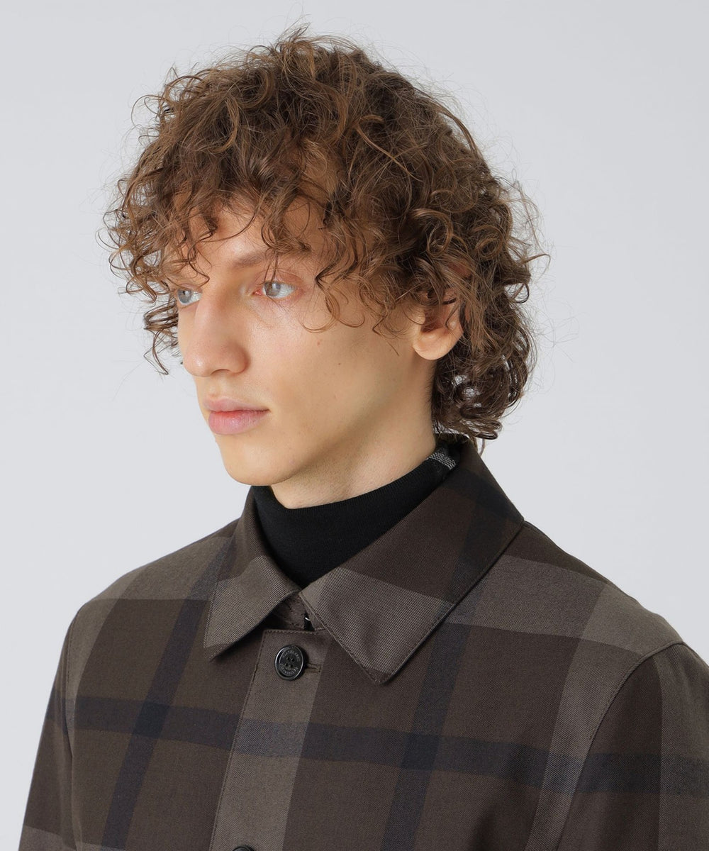 テクニカルウールクレストブリッジチェックステンカラーコート（コート