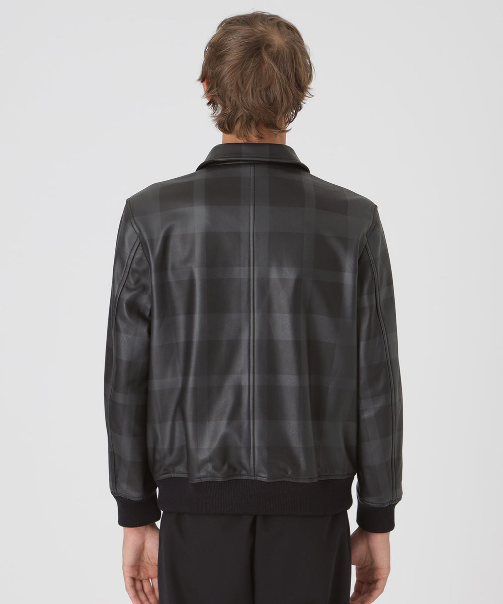 クレストブリッジチェックレザーフライトジャケット（ブルゾン