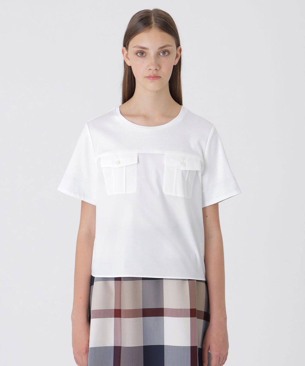 タイプライターカットコンビブラウス（ブラウス）｜BLUE LABEL