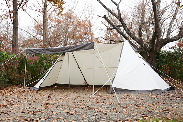流行のT/C生地がシェルターにも。初心者にも建てられてベテランの風格