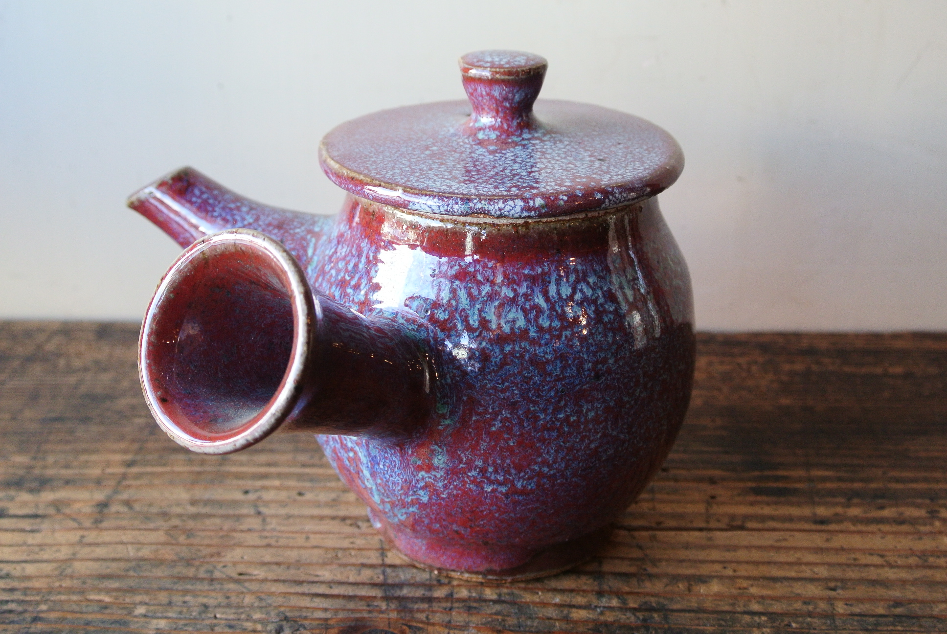 こぶ志焼 山岡三秋 玉虫辰砂釉急須 - アンティーク雑貨・古道具の札幌