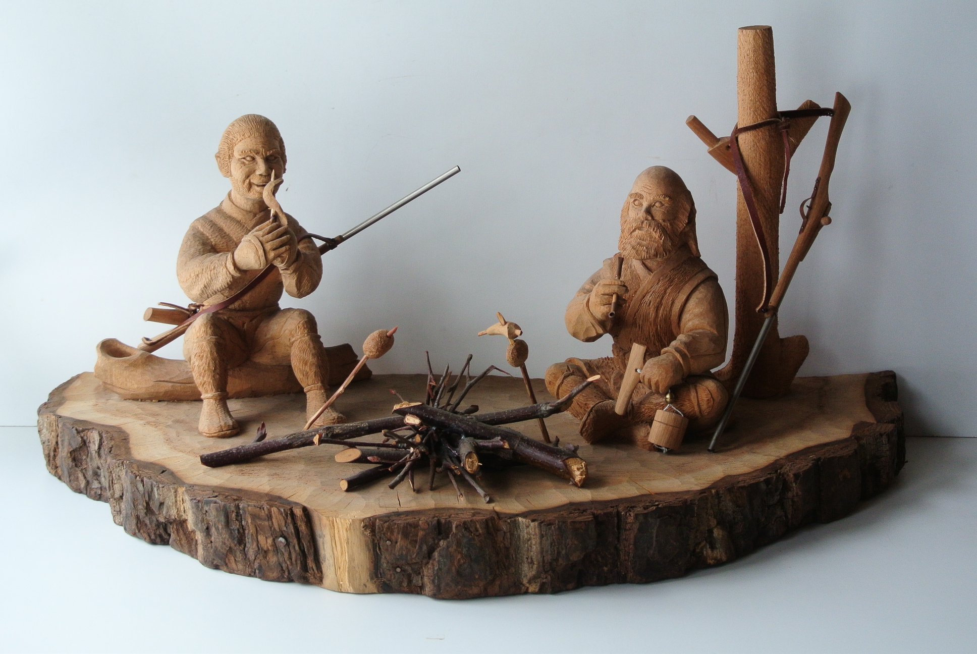 藤戸竹喜 幻の「マタギシリーズ」 木彫 熊狩 - アンティーク雑貨