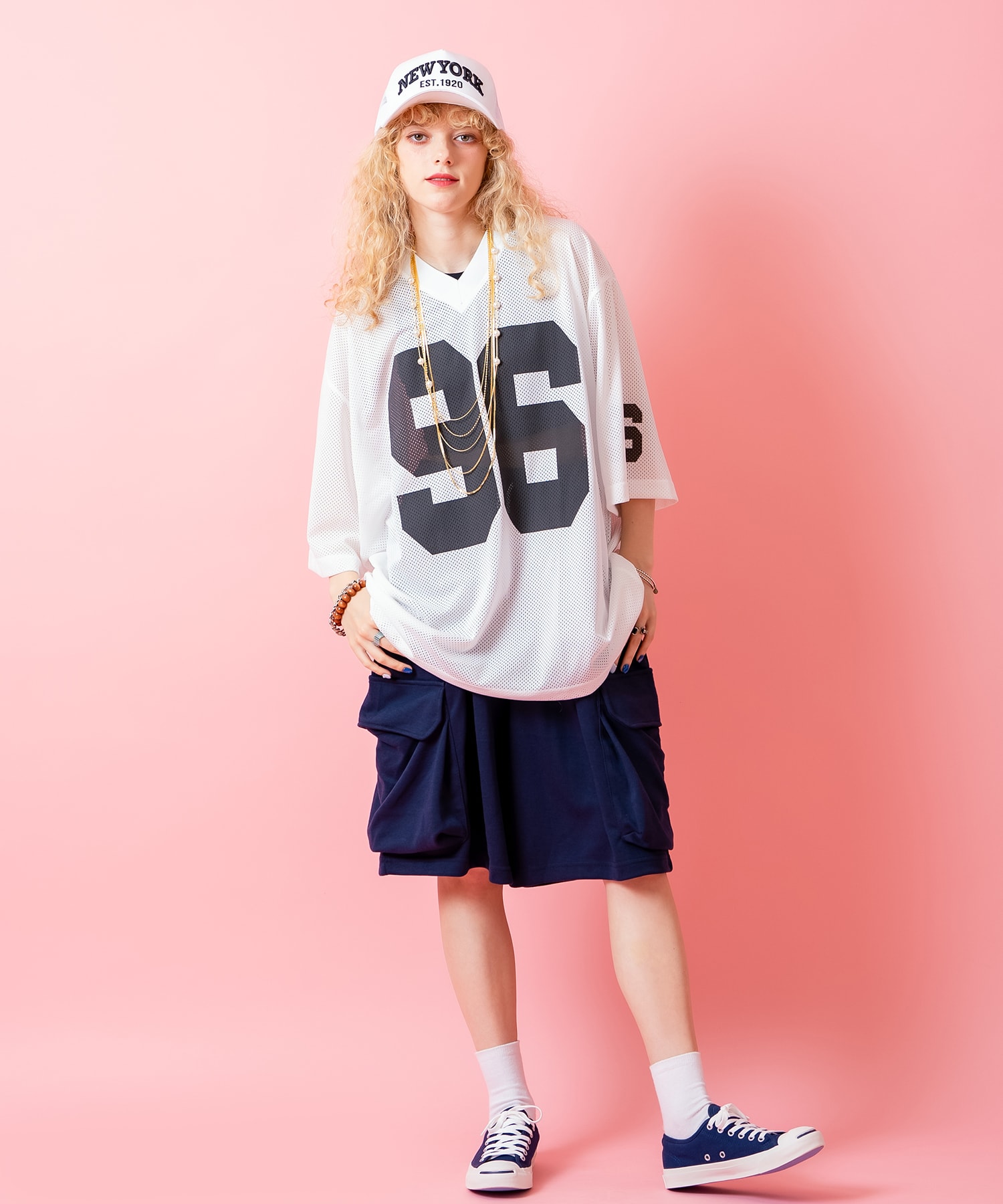 ナンバリングプリントオーバーサイズメッシュゲームシャツ / 半袖