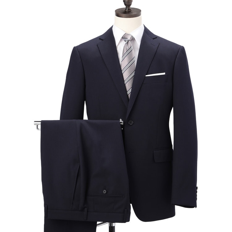 ビジネスから就活まで】紺無地 洗えるストレッチスーツ LES MUES