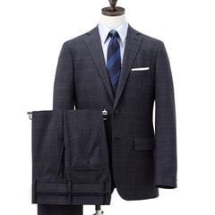 特価】【WEB限定価格】洗えるエアクールスーツ 2パンツ 紺チェック LES