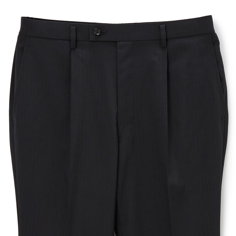 アウトレット】洗える ストレッチ 2パンツスーツ 黒ストライプ LES MUE