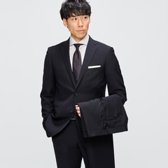 洗える ストレッチ 2パンツスーツ 紺織柄無地 LES MUES ブリティッシュ