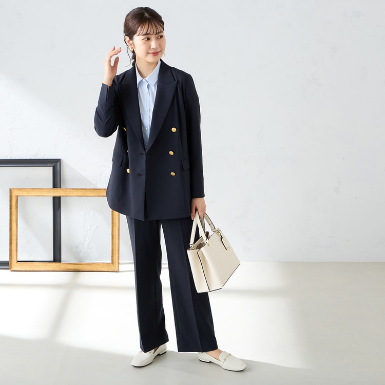 360°キレイ 2Wayストレッチ ダブルジャケット 紺 セットアップ着用可