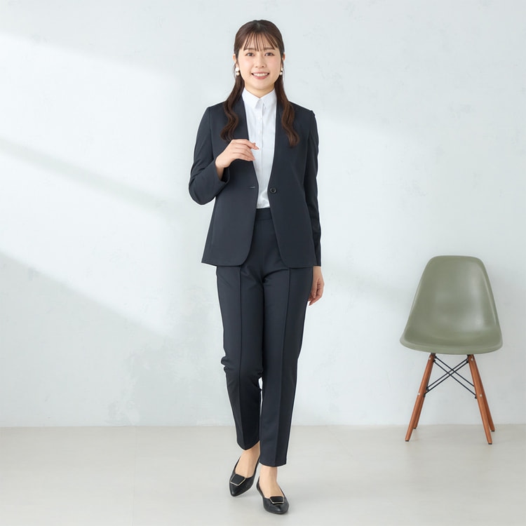 パジャマスーツ】 接触冷感 ナイロンポンチジャージ ノーカラー