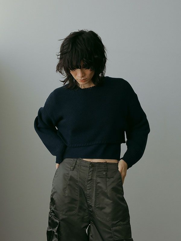 ETRE TOKYO - ツーピースクロップドニット - NAVY | ADDICT WEB SHOP