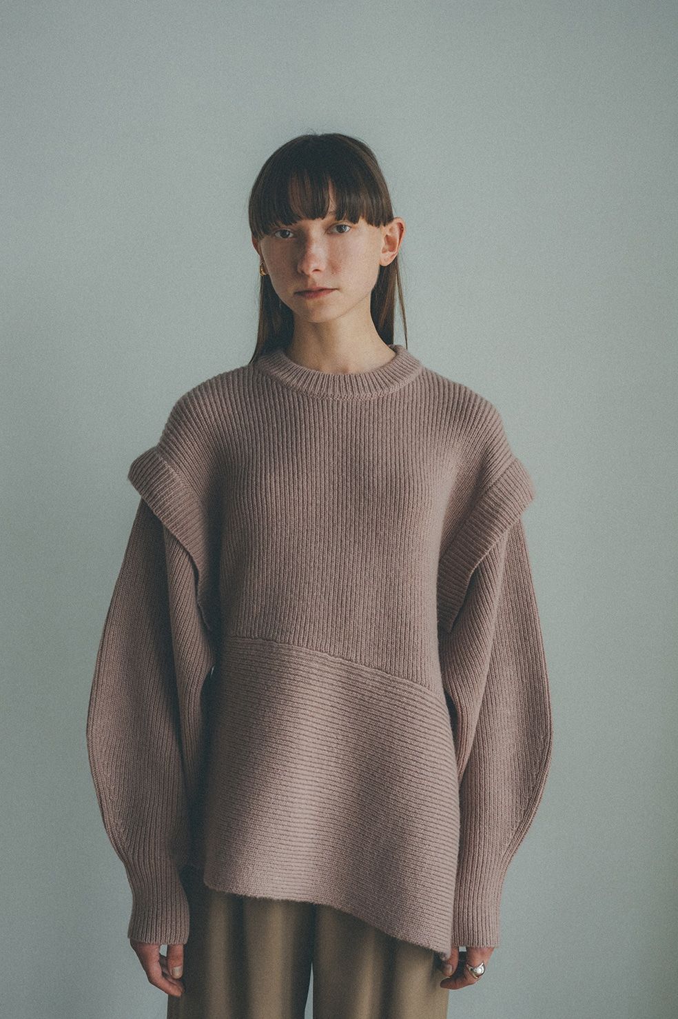 CLANE - 2WAY SLANT KNIT TOPS - スラントニットトップス - PINK