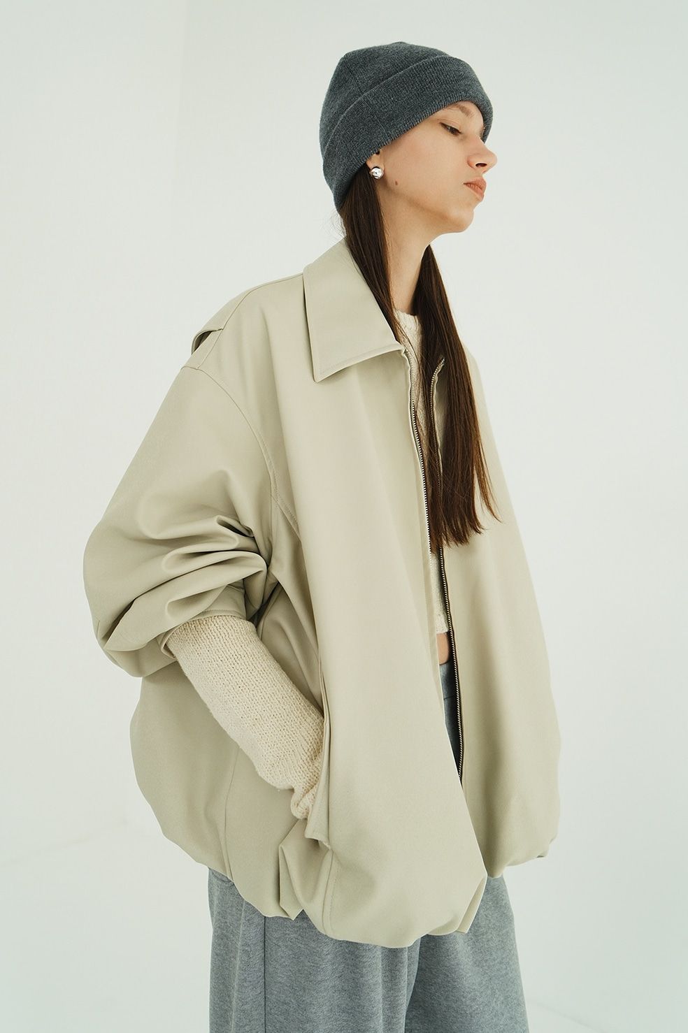 CLANE - フェイクレザーバルーンジャケット - FAKE LEATHER BALLOON