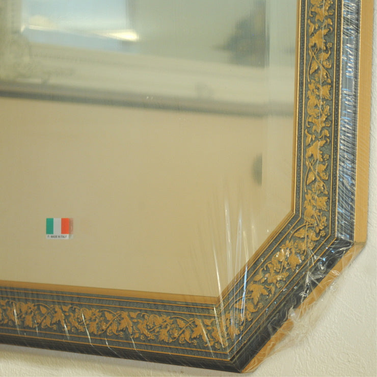 ウォール ミラー 壁掛け 鏡 八角 グリーン イタリアンブルー