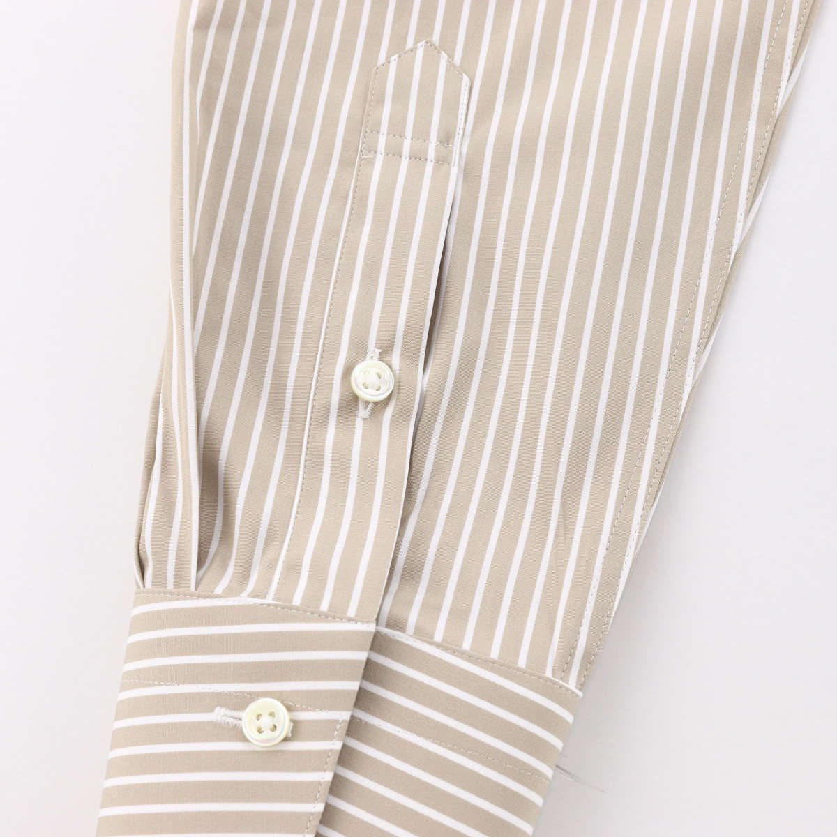 ドレスシャツ ワイドカラー クレリック ベージュ ストライプ 長袖